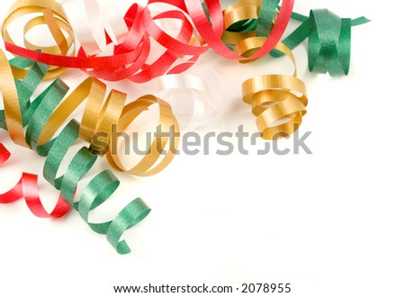 colorful festive curled up ribbon good for background or border