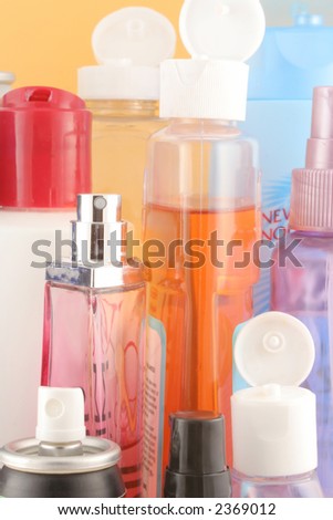 different beauty product bottles showing their nozzles