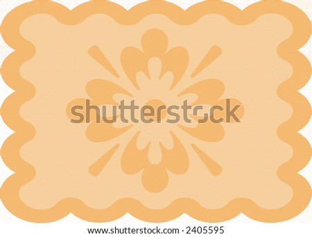 wavy peach colored doilie background with design in the middle
