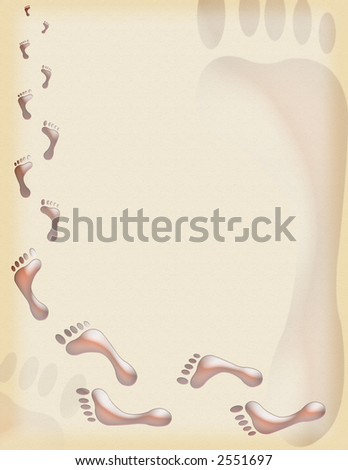 human footprints illustration background appropriate for stationary