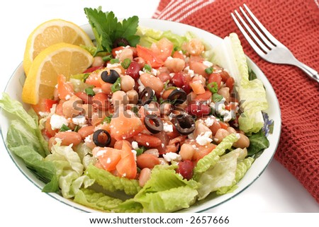 fresh and healthy mediterranean style bean salad