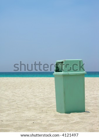 garbage can at Varadero beach in Cuba helping keep the environment clean