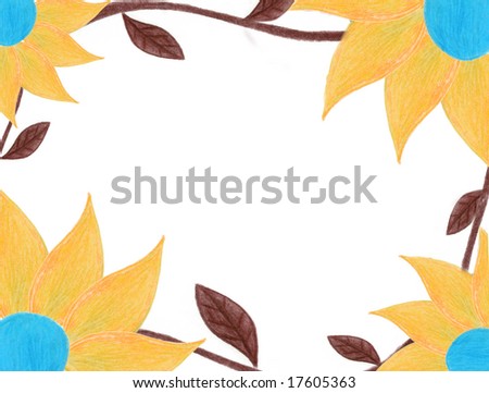 yellow and blue flower background or frame