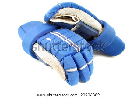 professional protective hockey gloves protecting hands and fingers on a white background