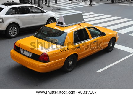 Yellow taxicab  in the streeets of  New York City