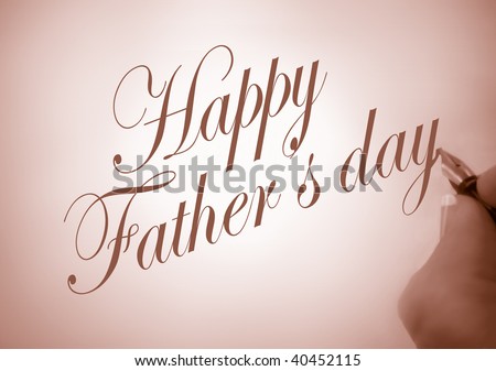 person writing Happy Father\'s Day in calligraphy in purple tone