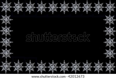 a sparkly christmas star ornaments on black background, good for frames, borders or greeting card