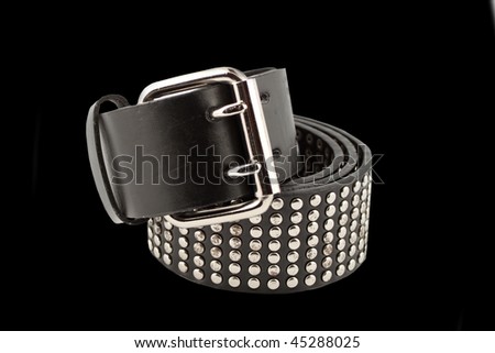 Shiny black and  silver studded modern fashionable belt for both men or women