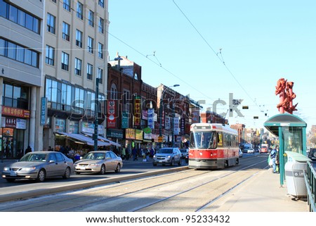 TORONTO, ON, February 9: Chinatown . The TTC operates the third most  used urban transit system in North America, largest in Canada,  on February, 9, 2012 in Toronto Ontario, Canada