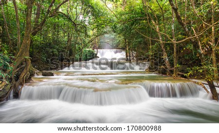 Huay Mae Khamin Waterfall, Paradise in Tropical rain forest of Thailand