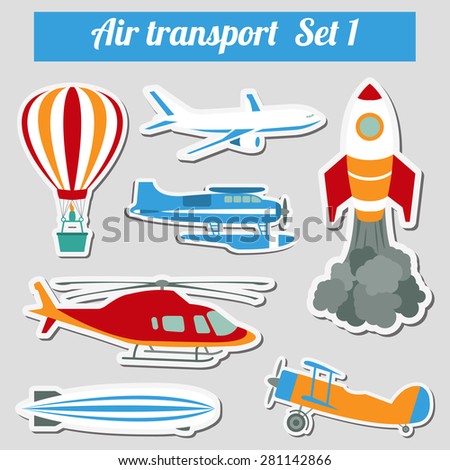 Public transportation, air transportation. Icon set. Vector illustration