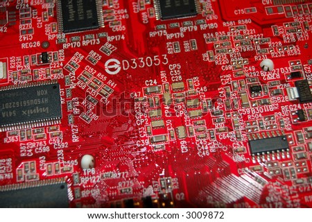 red electrical circuit close-up