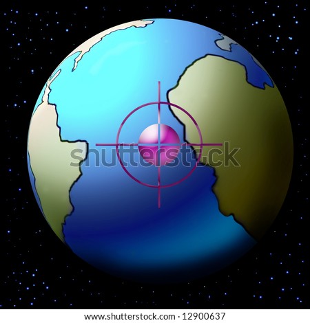 planet Earth on military sight illustration