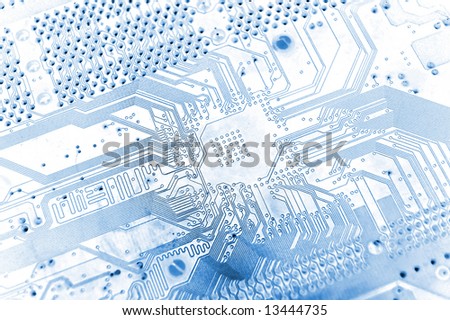 blue electrical circuit macro close-up