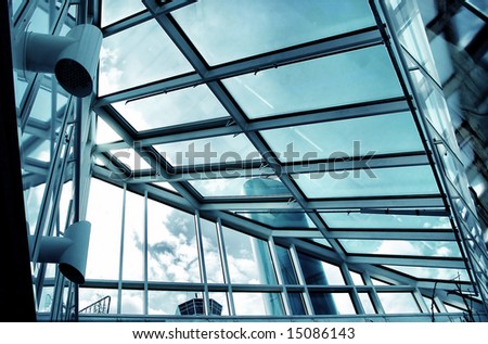 hi tech building - glass and metal blue tones
