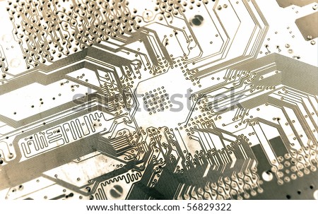 computer electrical circuit close up