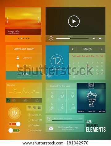 UI elements for web and mobile.Icons and buttons.Modern design Vector UI elements for web and mobile.Icons and buttons.Modern design Vector