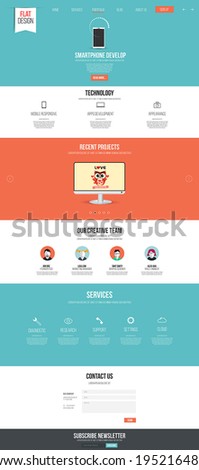 Website interface template- one page Modern flat style Vector Website interface template- one page Modern flat style Vector