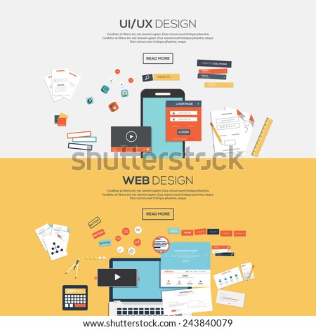 Flat designed banners for ui-ux design andweb design Vector Flat designed banners for ui-ux design andweb design Vector