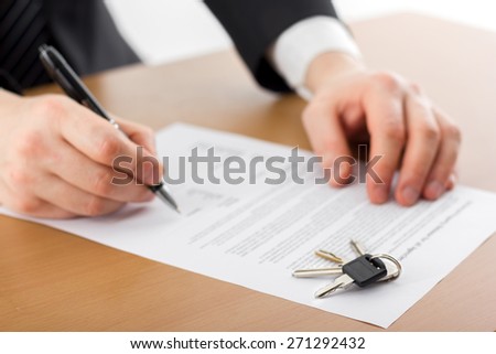 Signing papers. Lawyer, realtor, businessman sign documents. real estate. copy space
