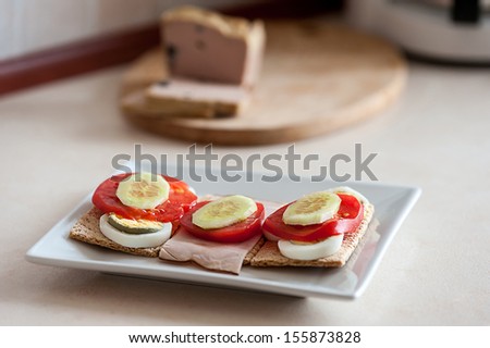 healthy food - sandwiches on crispy bread