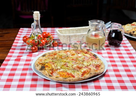 pizza, tomato, wine and other