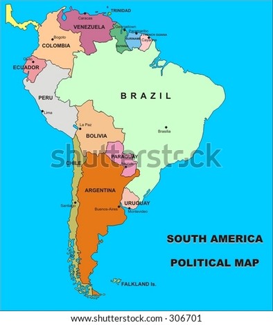 large blank map of south america. lank outline Physical