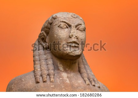 Portrait of Kouros ancient greek statue