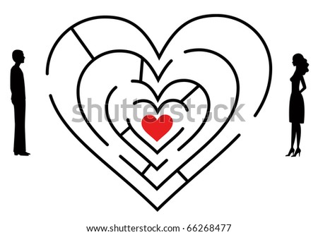 couple looking for love through labyrinth stock vector 66268477 looking for love 450x333