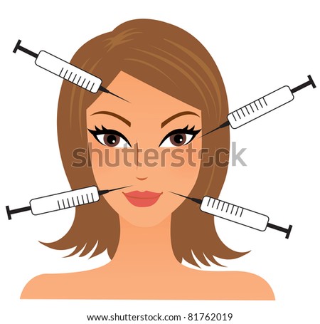 Feminine face with injections