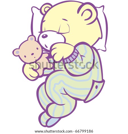 Sleeping Teddy Bear in Striped Pajamas This image also available as vector art. Please search under \