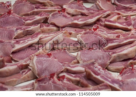 fresh raw meat, meat market