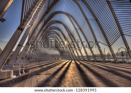 ATHENS, GREECE - JAN 19: The Olympic Velodrome at the Athens Olympic Sports Complex designed by the famous spanish architecture Santiago Calatrava on January 19, 2013 in Athens, Greece