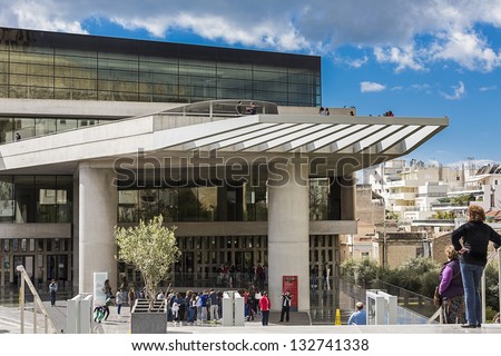 ATHENS,GREECE - MAR 16 : The new Acropolis museum is focused on the findings of the archaeological site of the Acropolis of Athens with  4,000 objects exhibited, March 16, 2013 in Athens,Greece