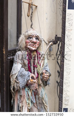 String Puppet in the streets of prague