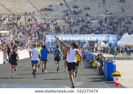 ATHENS,GREECE - NOV 10: 30th Athens Classic Marathon.Over 30,000 athletes from dozens of countries took part in the classic marathon ,November 10, 2013 in Athens,Greece