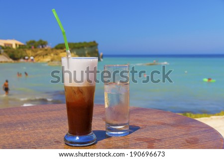iced coffee in a greek island