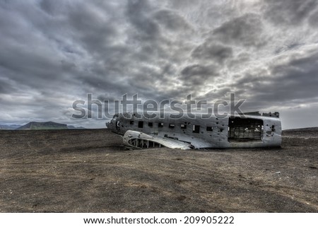 The epic plane wreck on the black beach in south Iceland