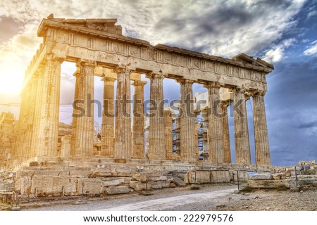 Parthenon temple on the Acropolis of Athens,Greece