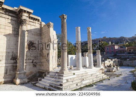 West wall of the Library of Hadrian,Athens,Greece