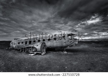 The epic plane wreck on the black beach in south Iceland