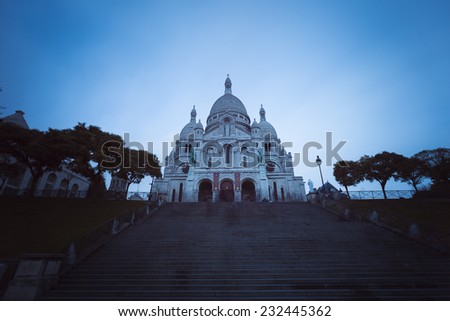 Sacre-Coeur Basilica in the historic district of Montmartre in Paris,France