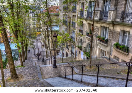 The historic district of Montmartre in Paris France The historic district of Montmartre in Paris France