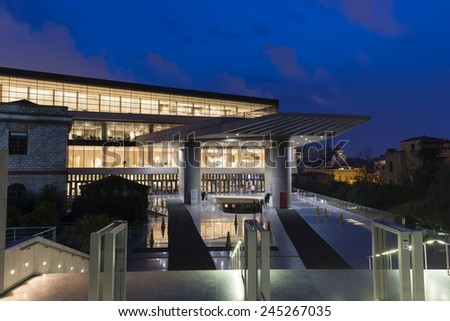 ATHENS,GREECE - Jan 18 : The new Acropolis museum is focused on the findings of the archaeological site of the Acropolis of Athens with 4,000 objects exhibited, January 19, 2015 in Athens,Greece