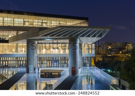 ATHENS,GREECE - Jan 18 : The new Acropolis museum is focused on the findings of the archaeological site of the Acropolis of Athens with 4,000 objects exhibited, January 19, 2015 in Athens,Greece