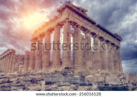 Parthenon temple on the Acropolis of Athens,Greece