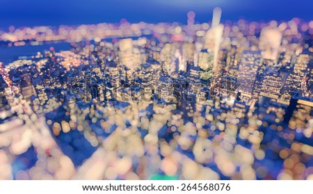 Manhattan Skyline ,New York City,blurred background