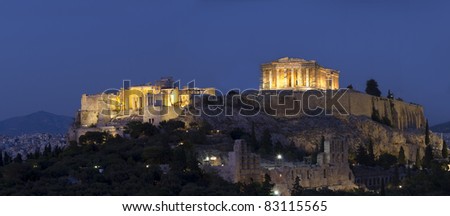 Acropolis and parthenon during sunset, Athens, Greece