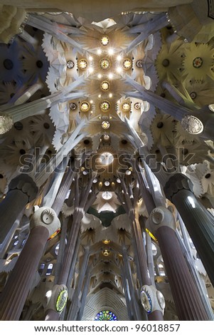BARCELONA,SPAIN - JAN 29: details from La Sagrada Familia,world\'s famous Gaudi\'s masterpiece, Barcelona January 29, 2012 in Barcelona,Spain
