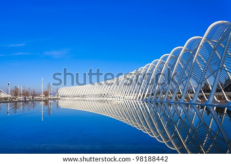 ATHENS, GREECE - MAR 10: The Olympic Velodrome at the Athens Olympic Sports Complex designed by the famous spanish architecture Santiago Calatrava on March 10, 2012 in Athens, Greece